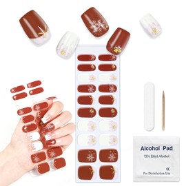 JERCLITY 1 Sheet 20pcs Luminous Christmas Semi Cured Gel Nail Strips, Gel Nail Wraps, Ease to Use, Hassle-Free Removal, Requires Lamps for Curing, Waterproof and Long Lasting(Luminous Style-1)