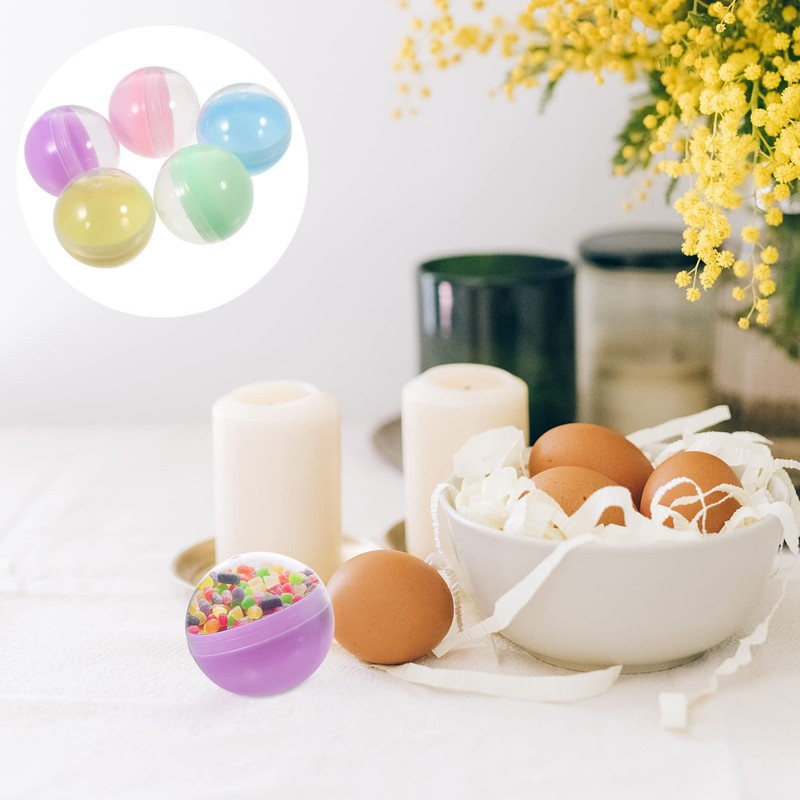 JECOMPRIS 50pcs Translucent Macaron Color Shells 2in Empty Vending Machine