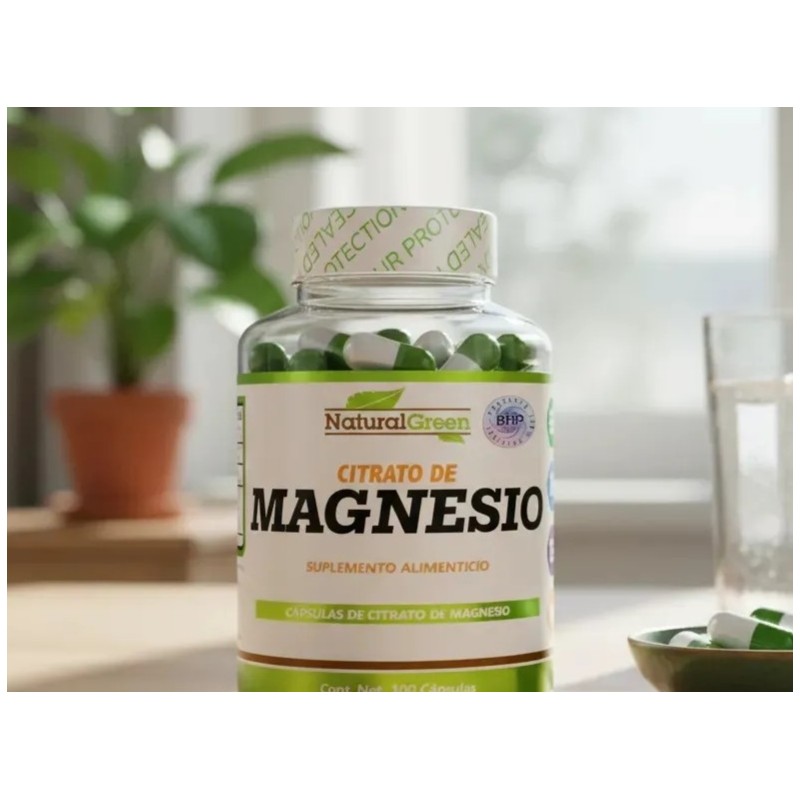 Citrato de Magnesio Natural Green 500mg - 100 Cápsulas Veganas