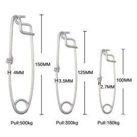 Longline Snap Clips Stainless Steel Fishing Tuna Tackle Long Line Swivel Clip Connector Hook Snap for Marine Fishing (150MM-1102LB-5PCS)