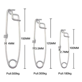 Longline Snap Clips Stainless Steel Fishing Tuna Tackle Long Line Swivel Clip Connector Hook Snap for Marine Fishing (150MM-1102LB-5PCS)