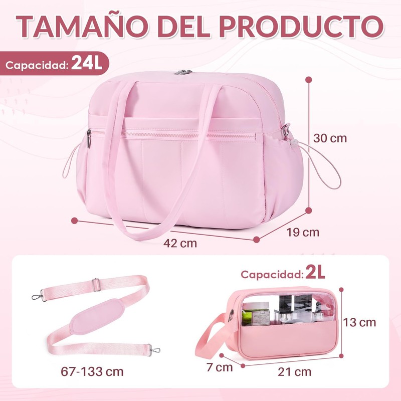 Bolsa Deportiva Mujer Impermeable, 2 PCS Maleta Deportiva Mujer 24L