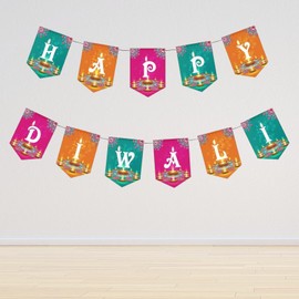 1Pcs Diwali Decorations for House,Happy Diwali Banner Hanging Decoration Festival of DiwaliLights Party Home Decor Deepavali Hanging Garland for Indian Pooja Puja Indoor Wall Ceiling Decorations