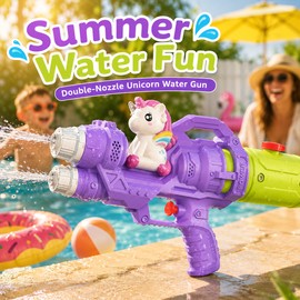 Cartoon Water Gun Toy for Kids – Double-Nozzle Unicorn & Dinosaur Sprayer for Pool, Beach & Backyard Fun