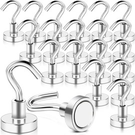 FPMYB Pack of 20 Magnetic Hooks, Extra Strong Magnetic Hooks, Neodymium Magnetic Hooks, Magnetic Hooks with Hooks for Cruise, Grill, BBQ, Kitchen, Refrigerators, Gadgets, Iron Doors, Office