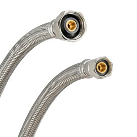 Eastman 48301 - Conector de llave flexible de compresión FIP x 3/8 pulgadas, línea de manguera de suministro de acero inoxidable trenzada