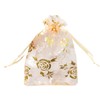 FAVORTALK Organza Bags Lvory Gift Bag Gold Rose Pattern 30