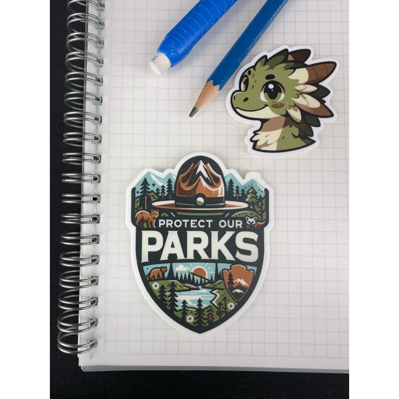 Imugi Design Protect Our Parks Sticker, 3x2.5 in.