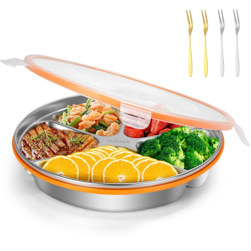 VAlinks Divided Serving Tray with Lid SUS 304 Snackle Box