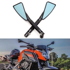 JMTBNO 8mm 10mm Universal CNC Motorcycle Handlebar End Mirror, Motorcycle Side Rearview Mirrors for Street bike Sport bike Dirt bike Cruiser Chopper Scooter(Black)