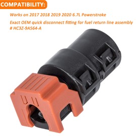 Bonbo 6.7L Powerstroke Fuel Filter Return Line Connector Fitting Fits for Ford 2017-2020 3846 HC3Z-9A564-A Return Line Assembly (Black Red)