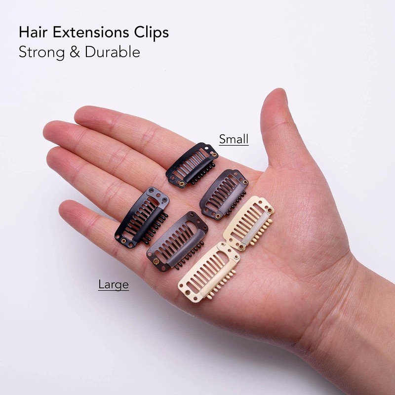 BasicSense 60 pcs Hair Extensions Strong Metal Snap Teeth Clips
