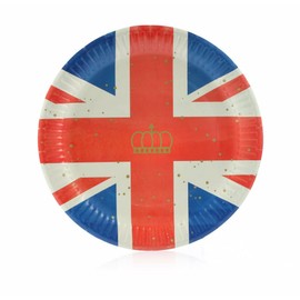 Sparkles Partyware Union Jack Plate - Pack of 10 9" Paper Plates with Union Jack Flag - Perfect for Jubilee King's Coronation Street Parties Celebrations
