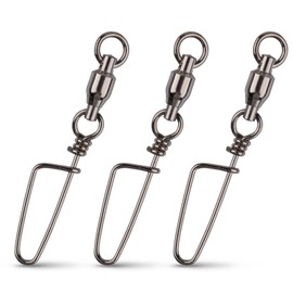 Goture 20PCS High Strength Stainless Steel Fishing Ball Bearing Swivel with Coastlock Snap, Welded Ring, Saltwater Corrosion Resistant Black Nickel Coating - 15Lb to 187Lb