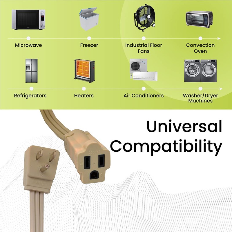 Go Green Power Inc. 6ft Heavy Duty Appliance Cord, Beige