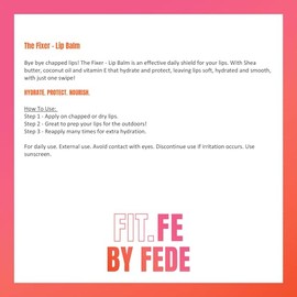 The Fixer Lip Balm - Bálsamo labial hidratante - Contiene manteca de karité nutritiva y aceite de coco - Protege con vitamina E - 0.27 onzas
