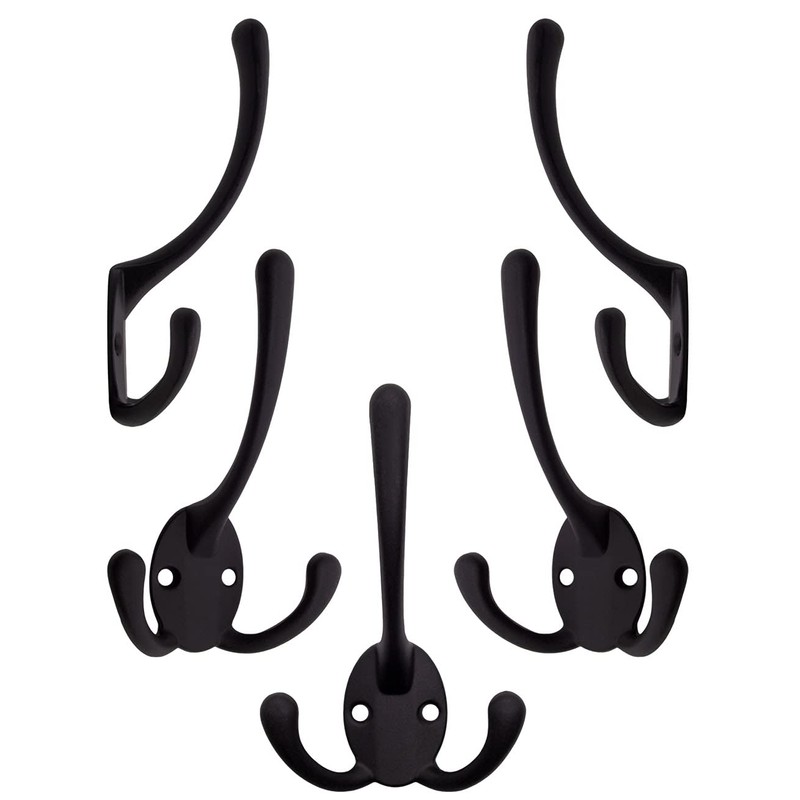 Fuxxer® 5x Classic Coat Hooks Wall Hooks Triple Hooks for