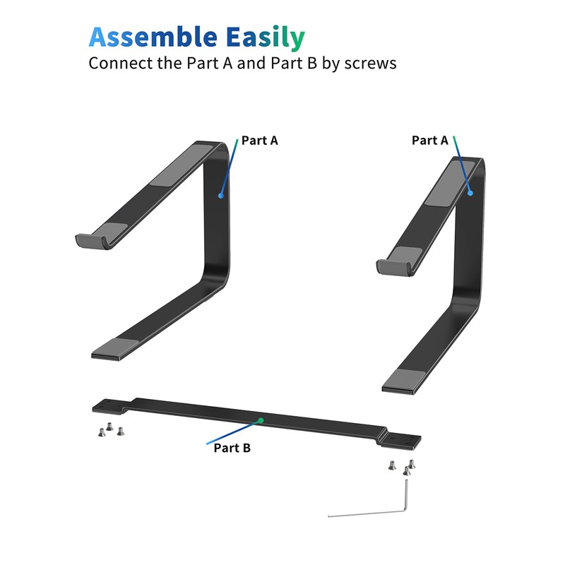 SOUNDANCE Laptop Stand for Desk, Metal Computer Riser, Heavy Stable