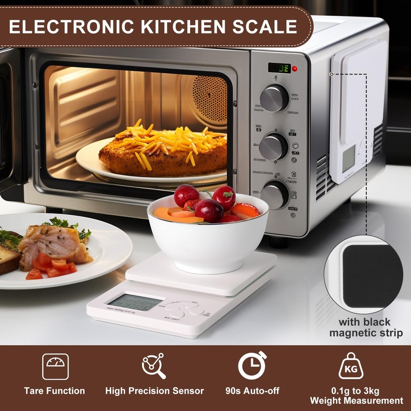 AiQInu Digital Kitchen Scales with Timer, 3 kg / 0.1