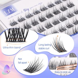 LZM Lash Clusters 84 Pcs C Curl Cluster Lashes Natural Look Wispy Eyelash Extension Eyelash Clusters Thin Band & Soft DIY at Home mix Length 8-14mm (WL08)