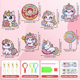 DERAYEE Diamond Painting Keyring Unicorn Creative Hobby Girl Craft for Kids Gift for Girls 5 6 7 8 9 10 Years