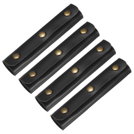 TIXIPEM Leather Handle Wrap [4PCS] - Handbag Handle Wrap Cover with 3 Metal Clasps Use for Suitcases & Bags & Shopping Totes & Wallets - [Black-5IN/13CM] Soft Purse Strap Pad
