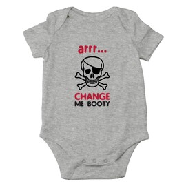 AW Fashions Arrr Change Me Booty - Pirate Joke, Captain Adorable - Cute One-Piece Infant Baby Bodysuit (Newborn, Sports Grey)