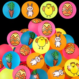 Junkin 100 Pcs Christmas Bouncy Balls Colorful Glow in The Dark Rubber Balls 1.25 Inch Small Bounce Ball Snowman Snowflake Bouncing Ball for Christmas Party Favor Basket Stuffers(Rabbit)