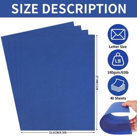 Uncle Paul 40 Sheets Navy Blue Cardstock - 8.5'' x 11'' Double-sided Cover Card Stock 65lb Printer Paper Perfect for Scrapbooking, Crafts, Business Cards 180gsm UAP25NB040