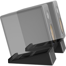 WALI Desktop Speaker Stand Riser, Desk Studio Speaker Wedge with 15° Incline Design Improve Listening Experience, Desk Audio Stand for Bookshelf, Laptop and Studio Speaker (SDS001XL), Black