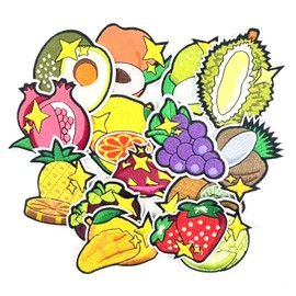 Guokuai 15 Pcs Fruit Patches Iron on Clothing Patches for Kids Clothing Jackets Jeans Backpacks Embroidery Iron on Patches Appliques