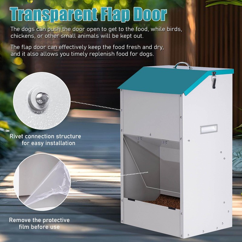 ZHEQOGZH Galvanized Automatic Dog Feeder Large Breed 45 Pounds, Metal