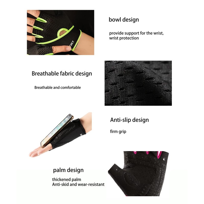 Weightlifting Gloves, Half Finger Gym Workout Gloves with Non-Slip Padded
