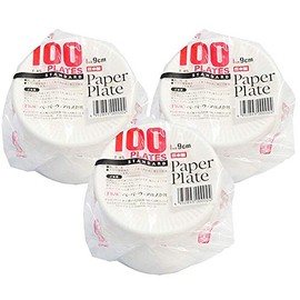 Paperware Paper Plates, 3.5 inches (9 cm), Paper Plates, 300 Sheets (3 Sets of 100) Disposable Tableware, White T4S