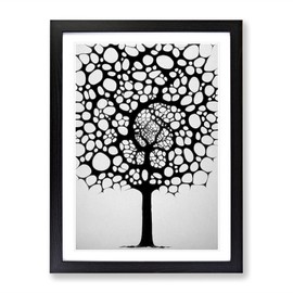 Monochrome Tree Art No.1 Framed Print for Living Room Bedroom Home Office Décor, Wall Art Picture Ready to Hang, Black A4 Frame (34 x 25 cm)