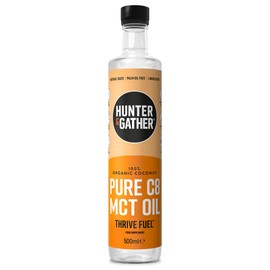 Hunter & Gather Reines C8 MCT Öl 500 ml | Dreifache Wasserdampfdestillation aus 100% iger Bio-Kokosnuss | Keto, Low Carb & Paleo | Zucker- und Glutenfrei & ohne Samenöl