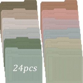 Cholemy 24 Pack Manila Lined Decorative File Folders, Letter Size, 1/3 Cut Tab, Colored File Folders, 9.5 x 11.5 Inch, Heavyweight Paper, for Home Office File Storage (Gentle Colors)
