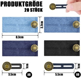FLEXNOVA Pack of 20 trouser waistband extensions, trouser button extension, trouser extension, pregnancy adjustable waist button, no sewing button extension, button extension, waistband stretcher for