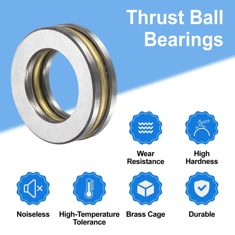 sourcing map 4pcs F10-17M Thrust Ball Bearings, 10mm x 17mm