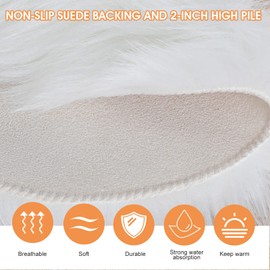 Sibba Fluffy Rug Chair Rug 30cm Round Fluffy Faux Fur Seat Cushion Pad Baby Photo Shooting Props for Bedroom Living Room Nail Art Decor (White)