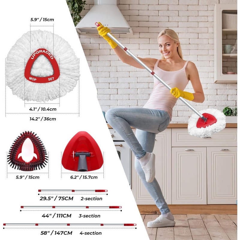 Spin Mop Replace Head Compatible with Ocedar EasyWring 1 Tank,