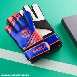 FC Barcelona Goalkeeper Gloves for Kids and Teenagers - Non Slip Padded Palms Size 5 or 7 - Barcelona Gifts for Boys (Size 5)