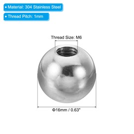 PATIKIL M6x16mm Ball Nuts Knob, 2 Pack Female Thread 304 Stainless Steel Round Blind Hole Screw Cap Cover for Lighting Machinery DIY Decoration, Silver