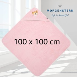 Morgenstern Hooded Towel with Bear Embroidery 39 x 39/100 x 100 cm 100% Cotton Colour Pink