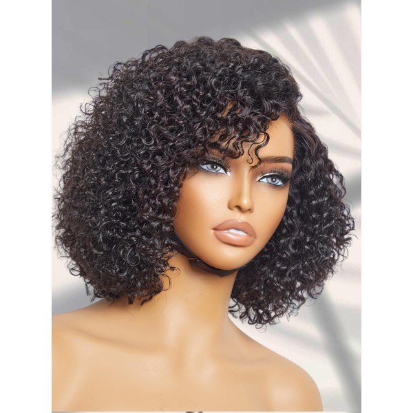 LUVME HAIR Short Curly Wig Human Hair 8 Inch Glueless