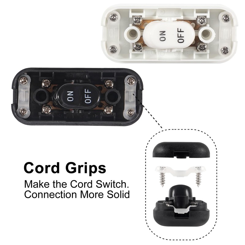 XIITIA 2pcs Inline Cord Switch, AC 250V 6A On-Off Lamp