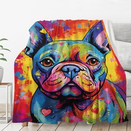 ALIFAFA French Bulldog Gifts - Colorful Splash Art Blankets, 60"x50" Frenchie Lovers Gift Ideas for Christmas