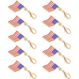 10 Unidades Llavero Bandera de Aleación Resistente a Rayaduras, Diseño Plano y Patriótico para Llaves de Coche y Mochilas Uso Diario