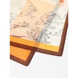 Beams Japan Handkerchief Bandana (Special Order) Hitoshi Yamamoto Shoten Choju-Giga Handkerchief, Chicken Goga