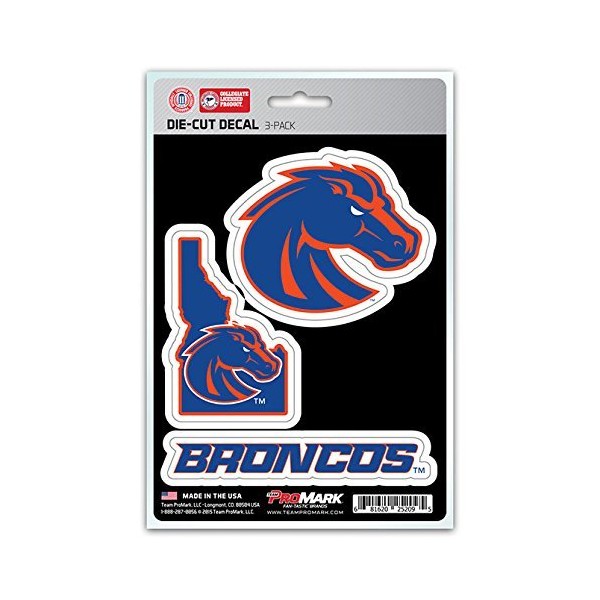 NCAA Boise State Broncos Team Decal, 3-Pack